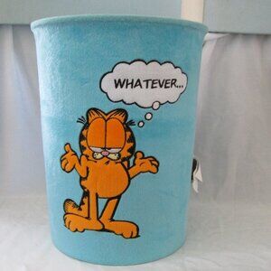 Garfield Trash Can/ Waste Basket  Embroidered Velour